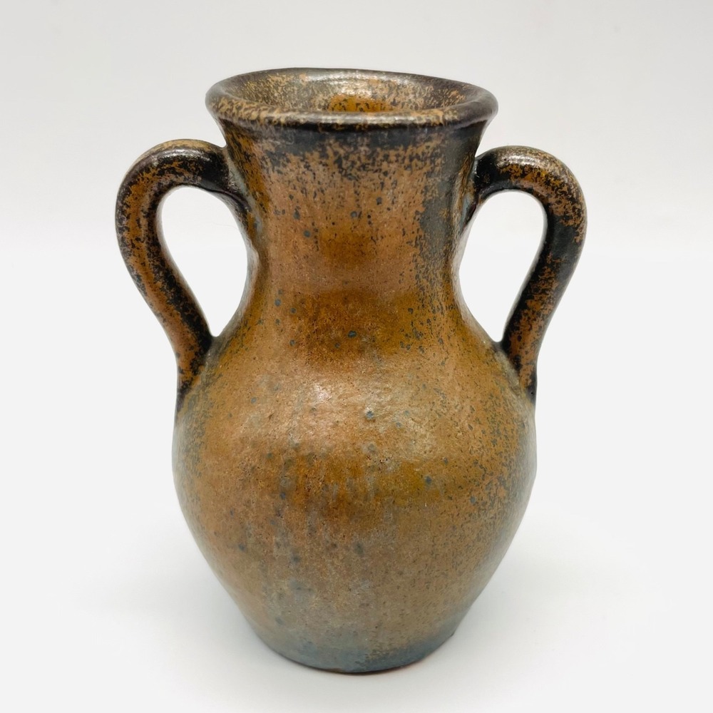 Sea Grove Pottery Miniature Amphora Vase Brown Metallic Glazed Stoneware 3.75"